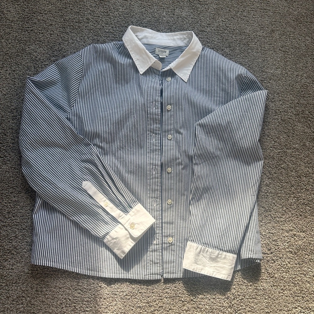 J. Crew Navy and White Striped Shirt - Picture 2 of 3